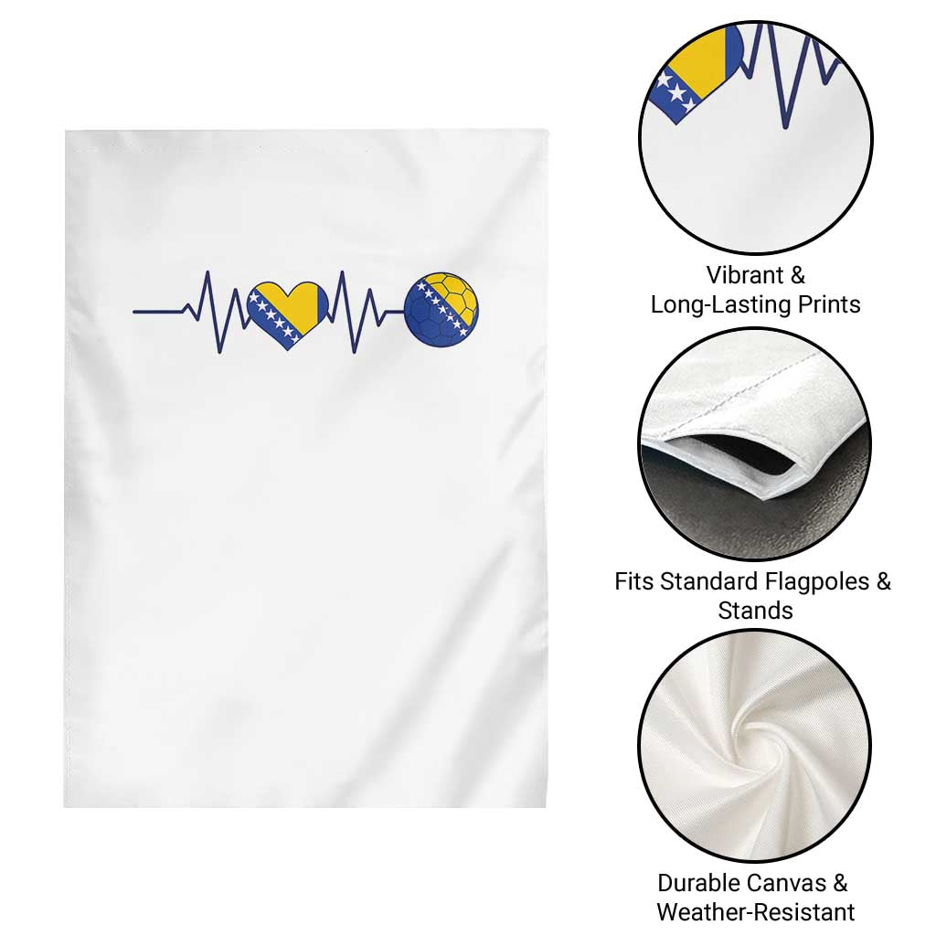 Bosnian Fudbal Heartbeat Garden Flag Bosnia And Herzegovina Soccer Fan Gift