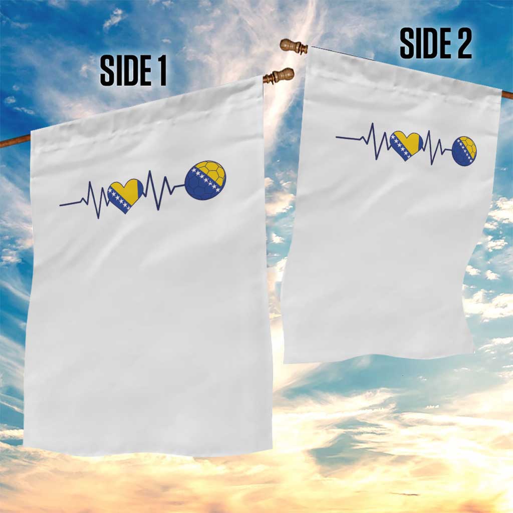 Bosnian Fudbal Heartbeat Garden Flag Bosnia And Herzegovina Soccer Fan Gift