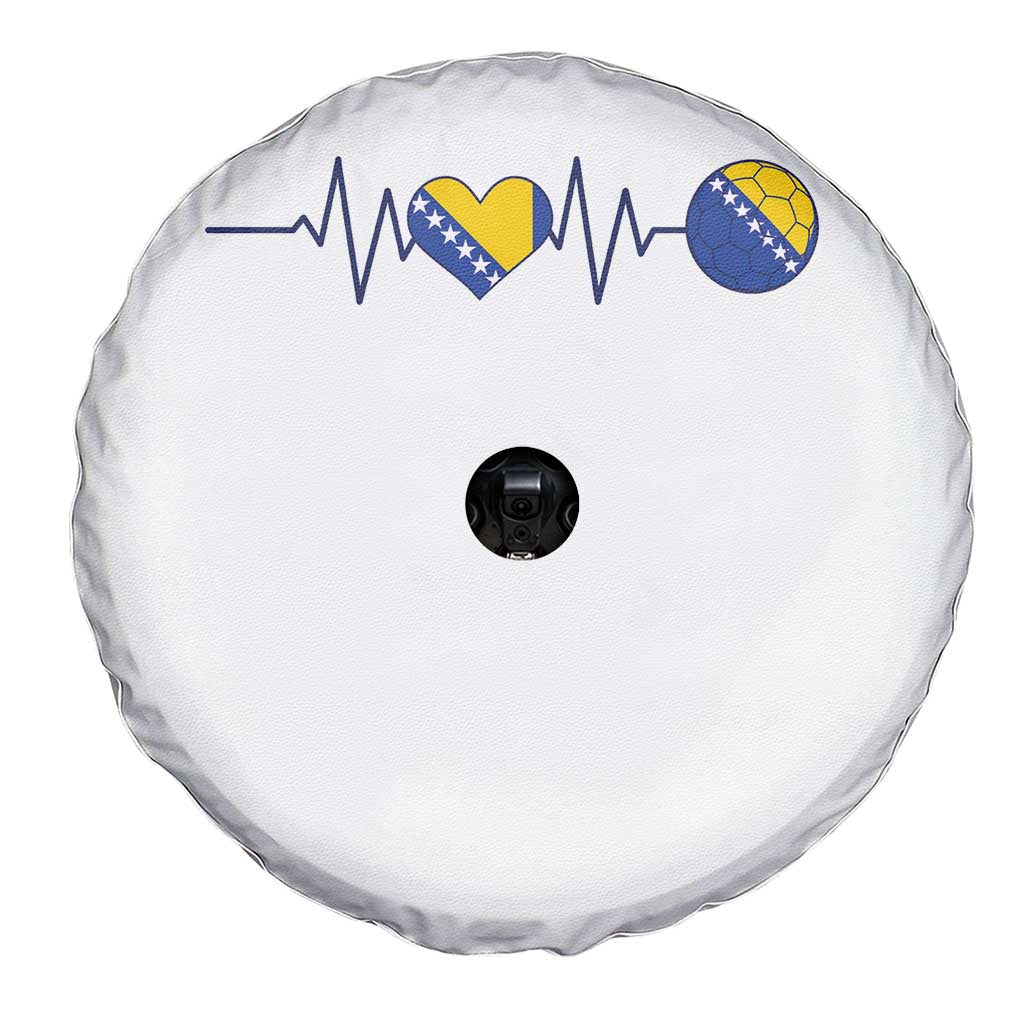 Bosnian Fudbal Heartbeat Spare Tire Cover Bosnia And Herzegovina Soccer Fan Gift
