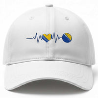 Bosnian Fudbal Heartbeat Baseball Cap Bosnia And Herzegovina Soccer Fan Gift