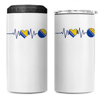 Bosnian Fudbal Heartbeat 4 in 1 Can Cooler Tumbler Bosnia And Herzegovina Soccer Fan Gift
