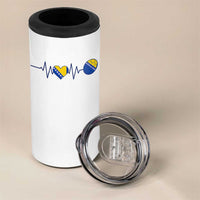 Bosnian Fudbal Heartbeat 4 in 1 Can Cooler Tumbler Bosnia And Herzegovina Soccer Fan Gift