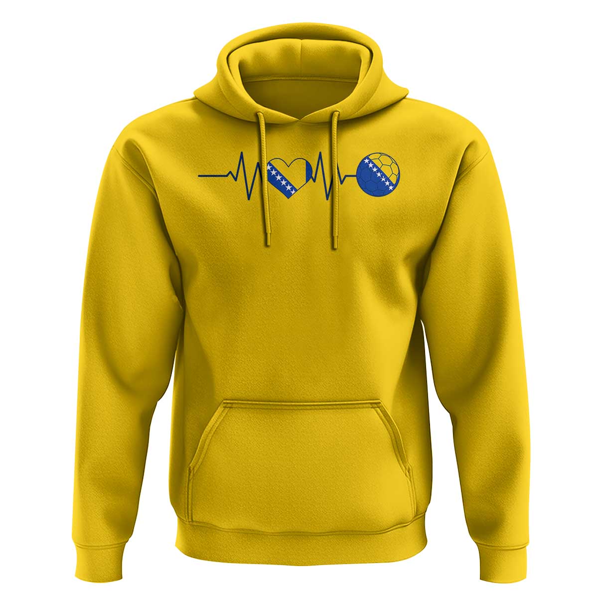 Bosnian Fudbal Heartbeat Hoodie Bosnia And Herzegovina Soccer Fan Gift