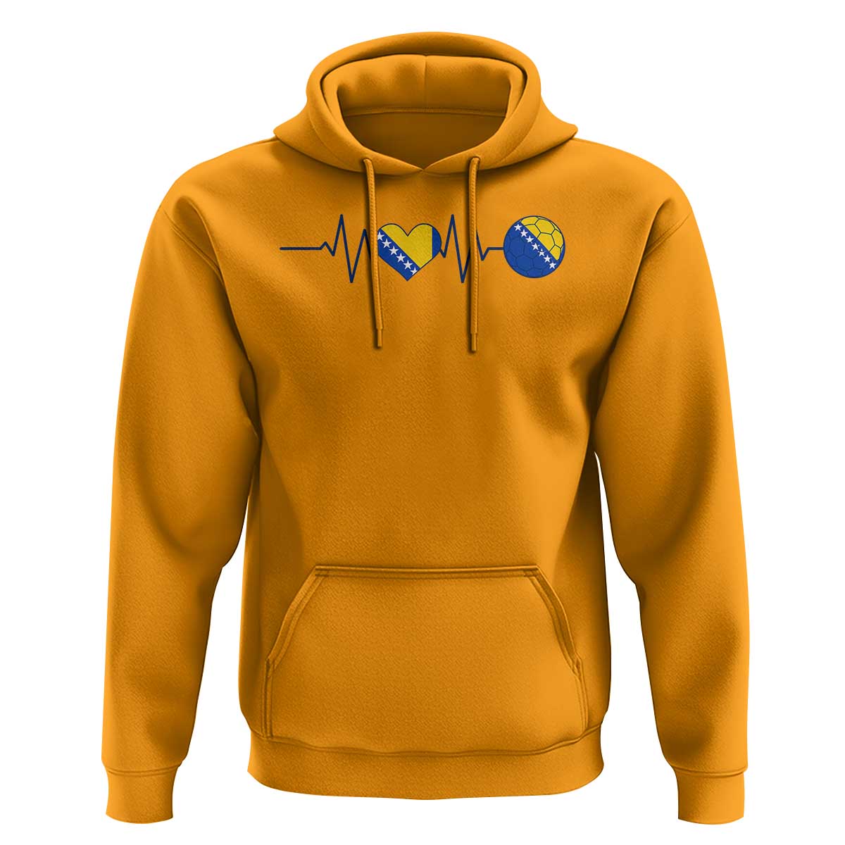 Bosnian Fudbal Heartbeat Hoodie Bosnia And Herzegovina Soccer Fan Gift