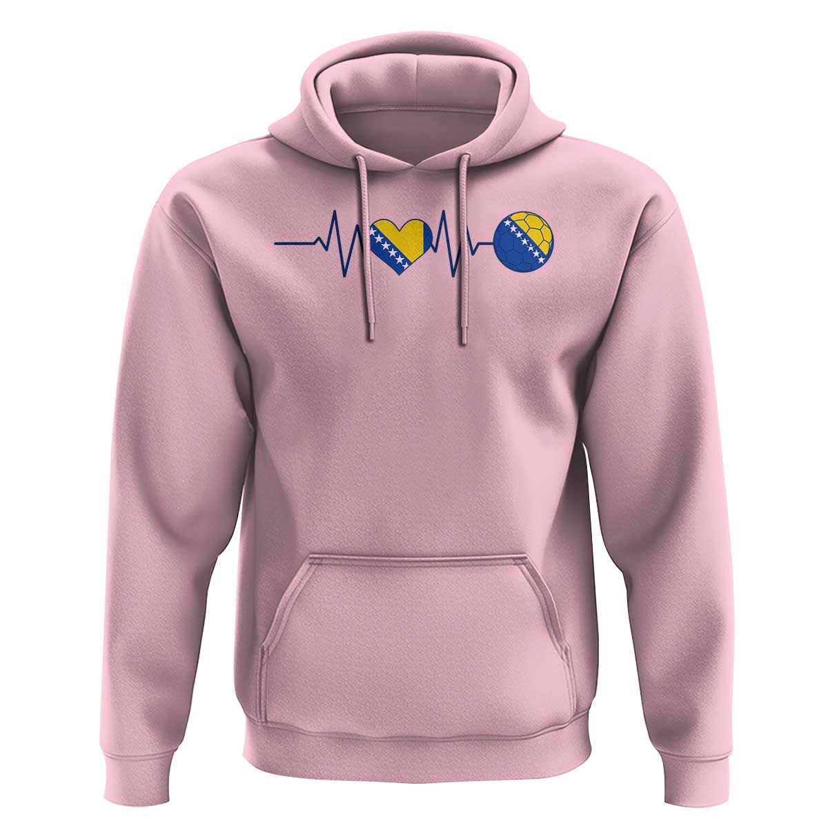 Bosnian Fudbal Heartbeat Hoodie Bosnia And Herzegovina Soccer Fan Gift