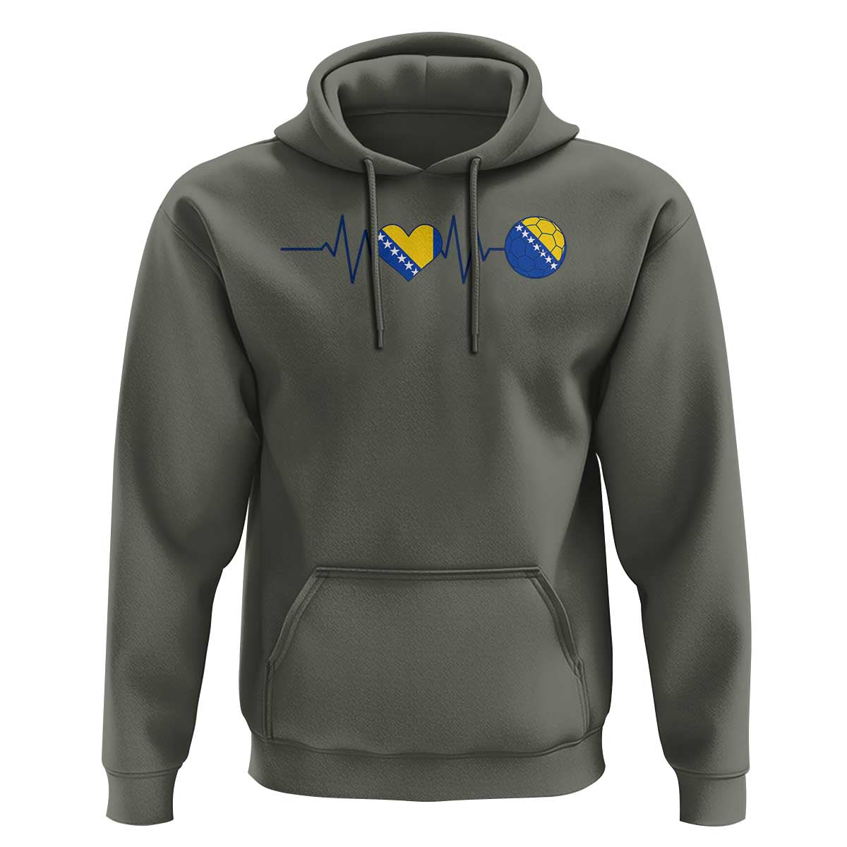 Bosnian Fudbal Heartbeat Hoodie Bosnia And Herzegovina Soccer Fan Gift