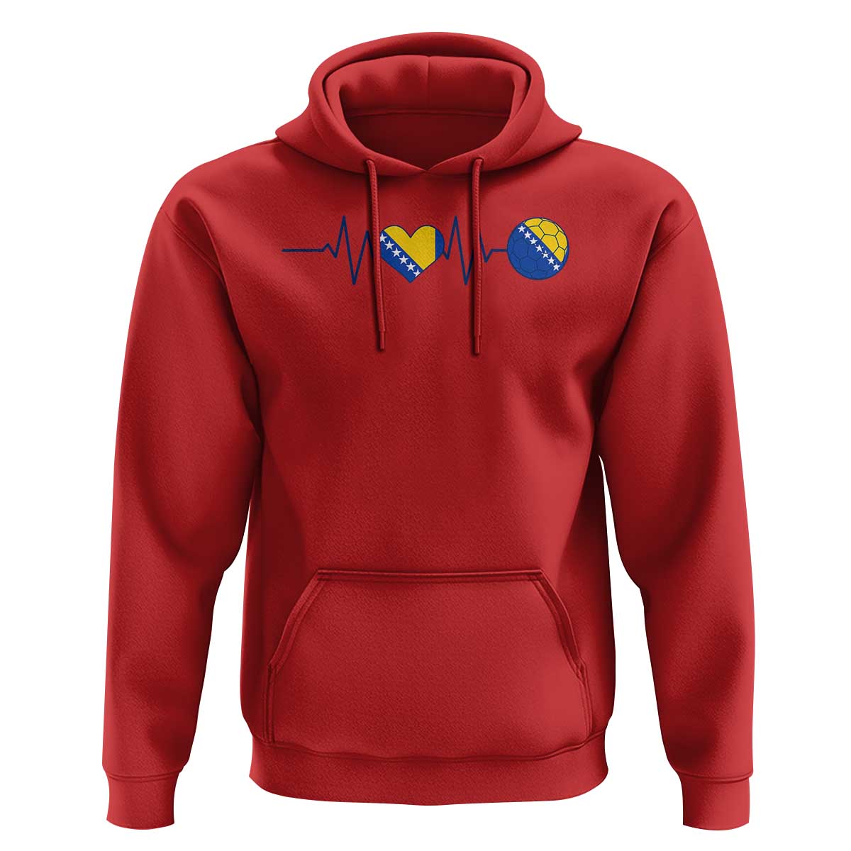 Bosnian Fudbal Heartbeat Hoodie Bosnia And Herzegovina Soccer Fan Gift
