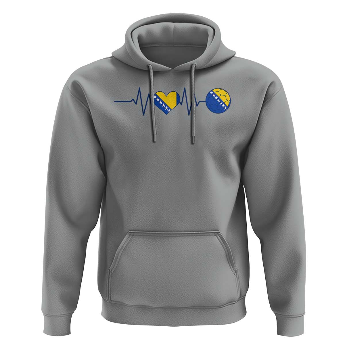 Bosnian Fudbal Heartbeat Hoodie Bosnia And Herzegovina Soccer Fan Gift