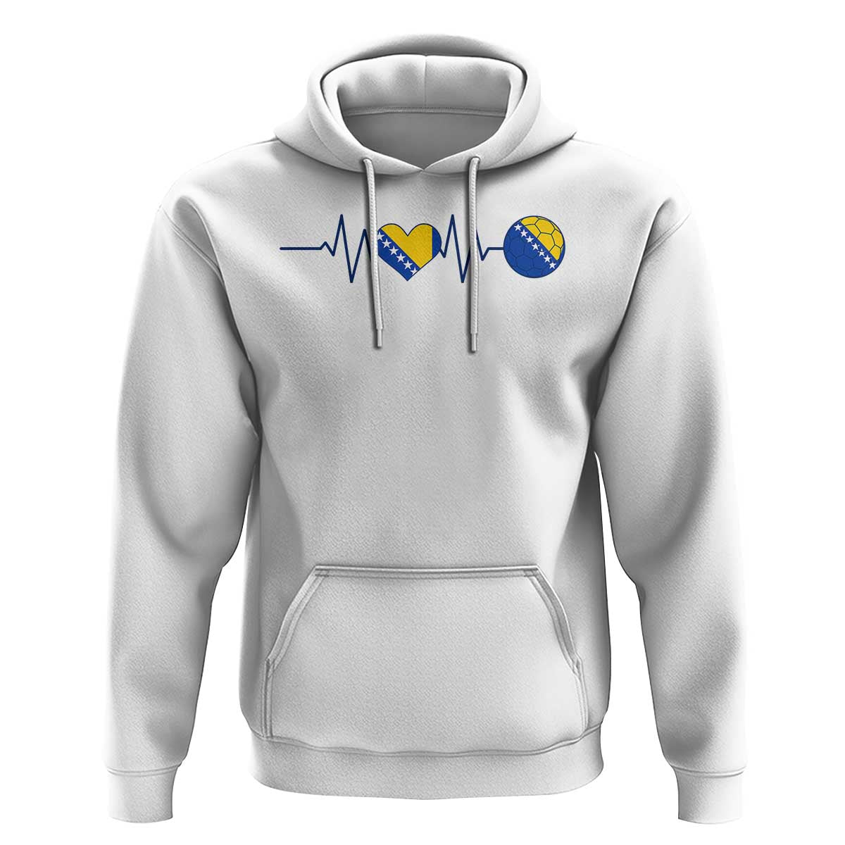 Bosnian Fudbal Heartbeat Hoodie Bosnia And Herzegovina Soccer Fan Gift