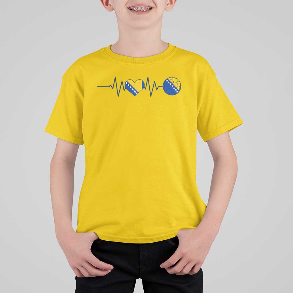 Bosnian Fudbal Heartbeat T Shirt For Kid Bosnia And Herzegovina Soccer Fan Gift