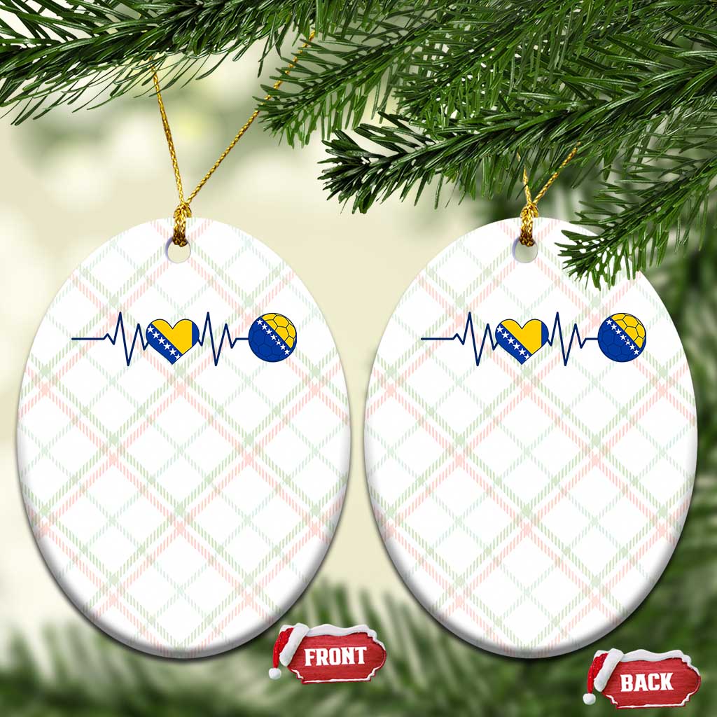 Bosnian Fudbal Heartbeat Ceramic Ornament Bosnia And Herzegovina Soccer Fan Gift