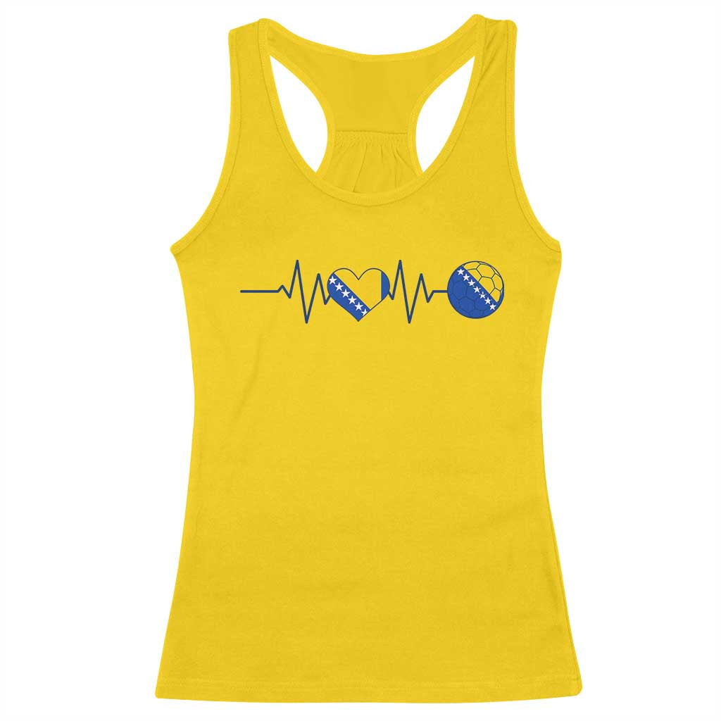 Bosnian Fudbal Heartbeat Racerback Tank Top Bosnia And Herzegovina Soccer Fan Gift