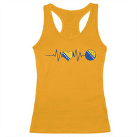 Bosnian Fudbal Heartbeat Racerback Tank Top Bosnia And Herzegovina Soccer Fan Gift