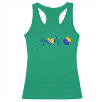 Bosnian Fudbal Heartbeat Racerback Tank Top Bosnia And Herzegovina Soccer Fan Gift