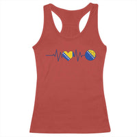 Bosnian Fudbal Heartbeat Racerback Tank Top Bosnia And Herzegovina Soccer Fan Gift