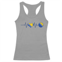 Bosnian Fudbal Heartbeat Racerback Tank Top Bosnia And Herzegovina Soccer Fan Gift