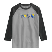 Bosnian Fudbal Heartbeat Raglan Shirt Bosnia And Herzegovina Soccer Fan Gift