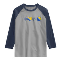 Bosnian Fudbal Heartbeat Raglan Shirt Bosnia And Herzegovina Soccer Fan Gift