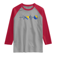 Bosnian Fudbal Heartbeat Raglan Shirt Bosnia And Herzegovina Soccer Fan Gift