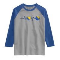 Bosnian Fudbal Heartbeat Raglan Shirt Bosnia And Herzegovina Soccer Fan Gift