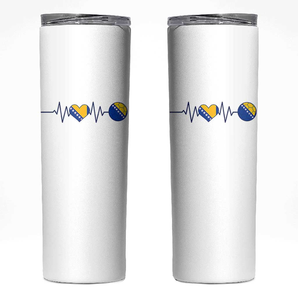 Bosnian Fudbal Heartbeat Skinny Tumbler Bosnia And Herzegovina Soccer Fan Gift