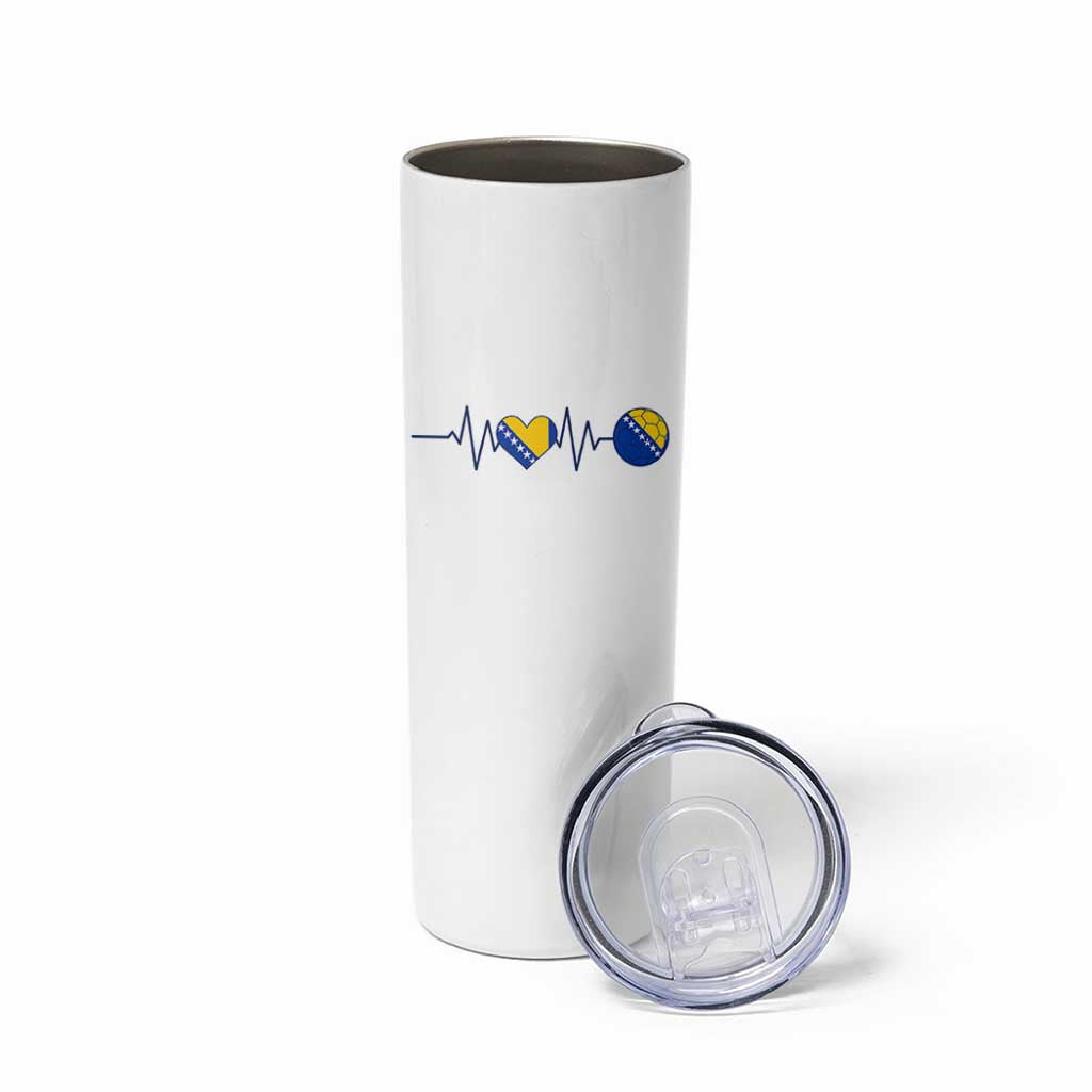 Bosnian Fudbal Heartbeat Skinny Tumbler Bosnia And Herzegovina Soccer Fan Gift