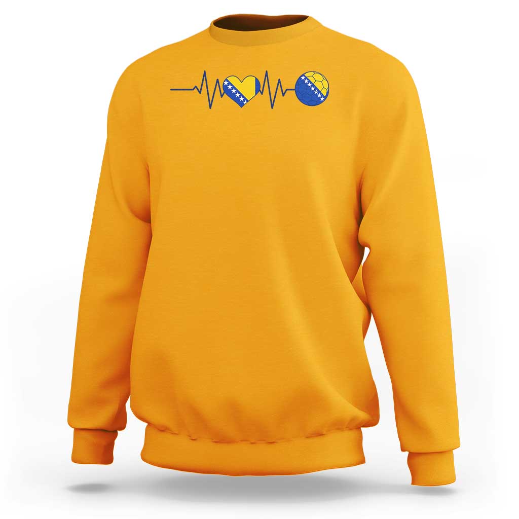 Bosnian Fudbal Heartbeat Sweatshirt Bosnia And Herzegovina Soccer Fan Gift