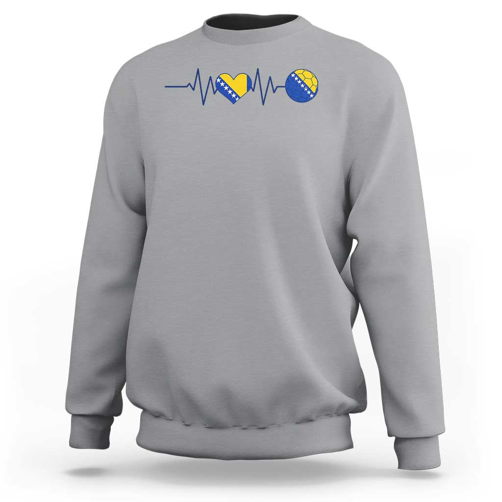 Bosnian Fudbal Heartbeat Sweatshirt Bosnia And Herzegovina Soccer Fan Gift