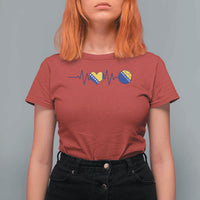 Bosnian Fudbal Heartbeat T Shirt For Women Bosnia And Herzegovina Soccer Fan Gift