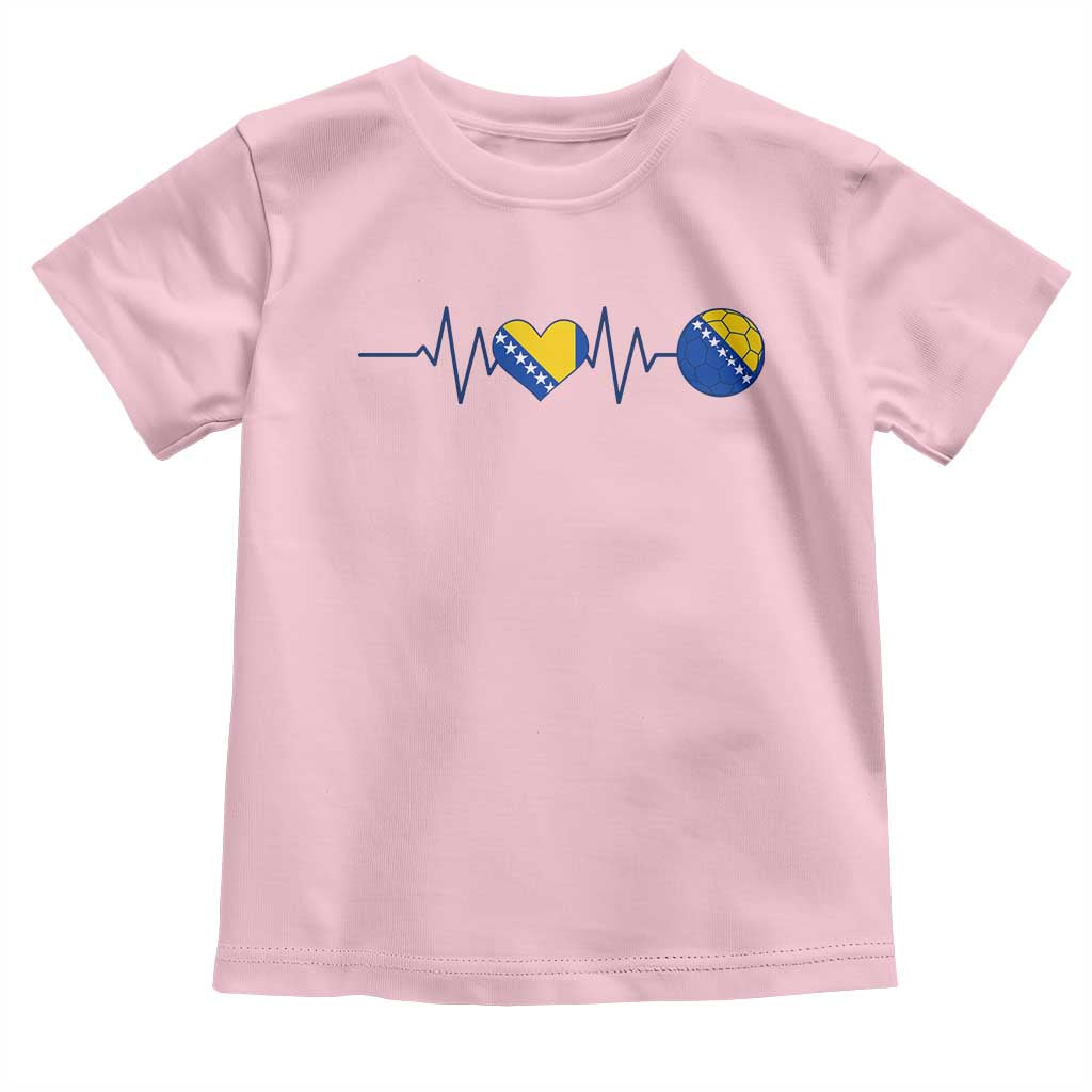 Bosnian Fudbal Heartbeat Toddler T Shirt Bosnia And Herzegovina Soccer Fan Gift