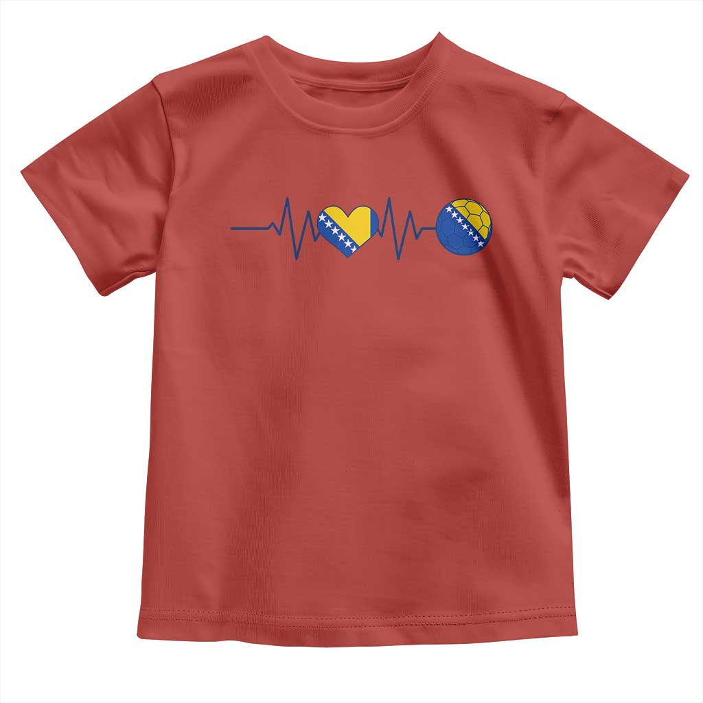 Bosnian Fudbal Heartbeat Toddler T Shirt Bosnia And Herzegovina Soccer Fan Gift