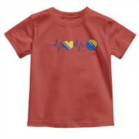 Bosnian Fudbal Heartbeat Toddler T Shirt Bosnia And Herzegovina Soccer Fan Gift