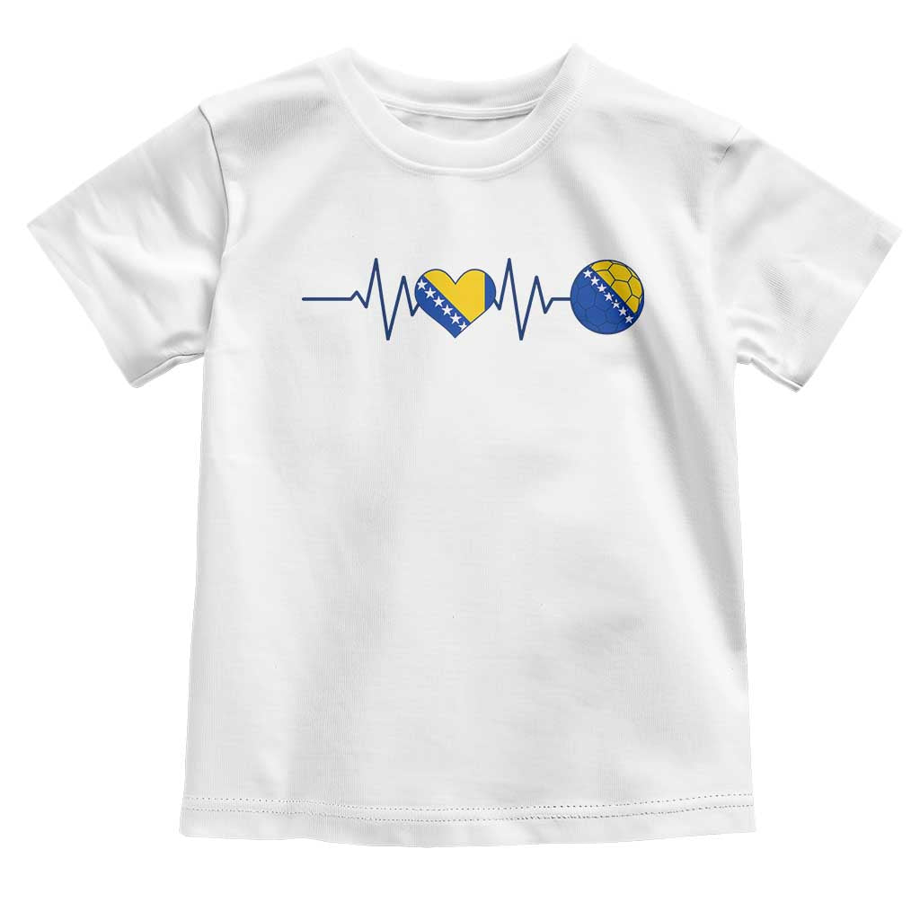Bosnian Fudbal Heartbeat Toddler T Shirt Bosnia And Herzegovina Soccer Fan Gift