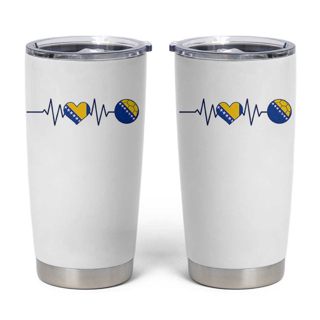 Bosnian Fudbal Heartbeat Tumbler Cup Bosnia And Herzegovina Soccer Fan Gift