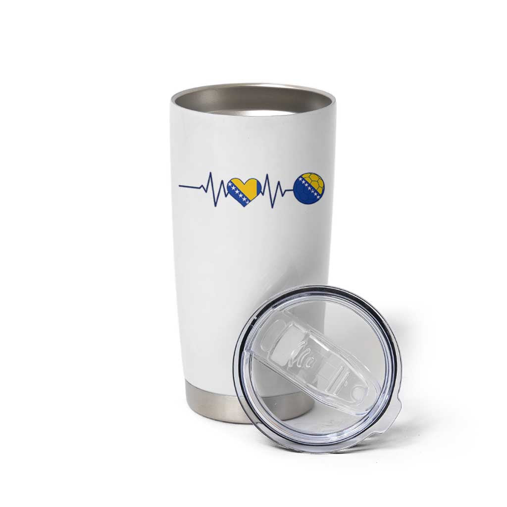 Bosnian Fudbal Heartbeat Tumbler Cup Bosnia And Herzegovina Soccer Fan Gift