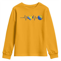 Bosnian Fudbal Heartbeat Youth Sweatshirt Bosnia And Herzegovina Soccer Fan Gift