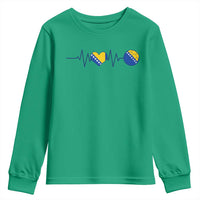 Bosnian Fudbal Heartbeat Youth Sweatshirt Bosnia And Herzegovina Soccer Fan Gift