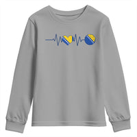 Bosnian Fudbal Heartbeat Youth Sweatshirt Bosnia And Herzegovina Soccer Fan Gift