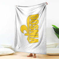 Bosnian Fleur De Lis Flag Throw Blanket Proud Bosnia Heritage Gift