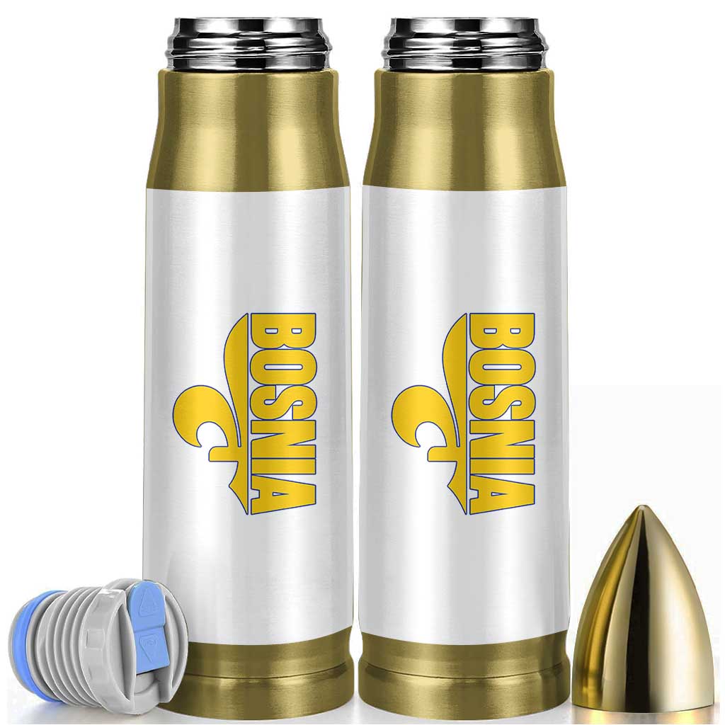 Bosnian Fleur De Lis Flag Bullet Tumbler Proud Bosnia Heritage Gift