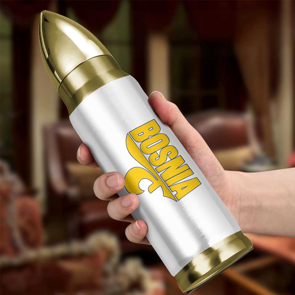 Bosnian Fleur De Lis Flag Bullet Tumbler Proud Bosnia Heritage Gift