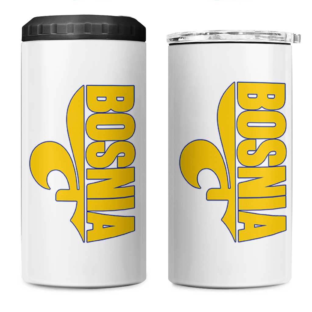Bosnian Fleur De Lis Flag 4 in 1 Can Cooler Tumbler Proud Bosnia Heritage Gift