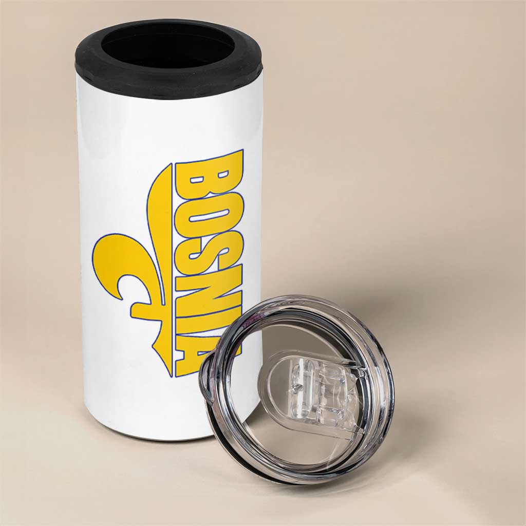 Bosnian Fleur De Lis Flag 4 in 1 Can Cooler Tumbler Proud Bosnia Heritage Gift