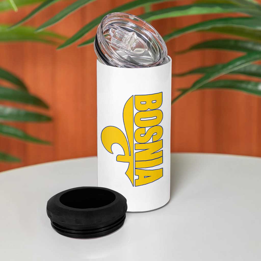 Bosnian Fleur De Lis Flag 4 in 1 Can Cooler Tumbler Proud Bosnia Heritage Gift