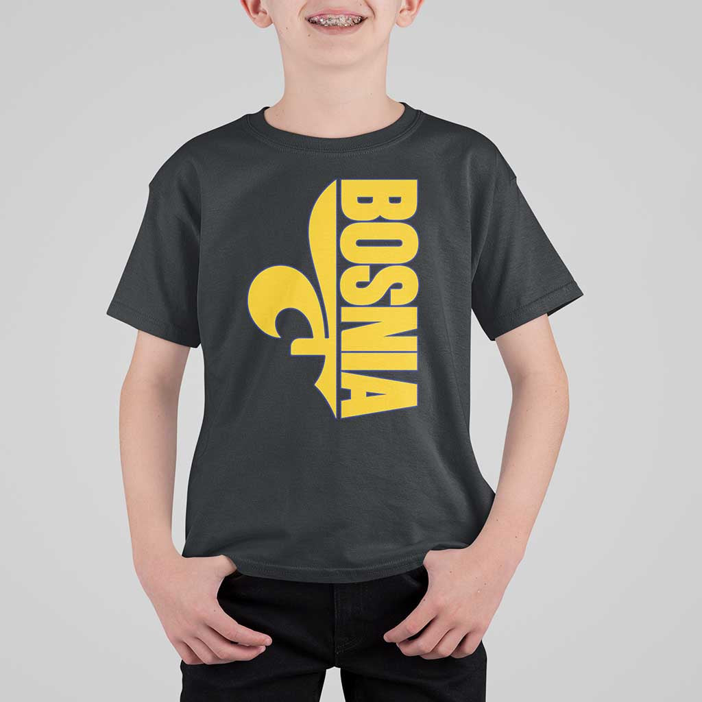 Bosnian Fleur De Lis Flag T Shirt For Kid Proud Bosnia Heritage Gift