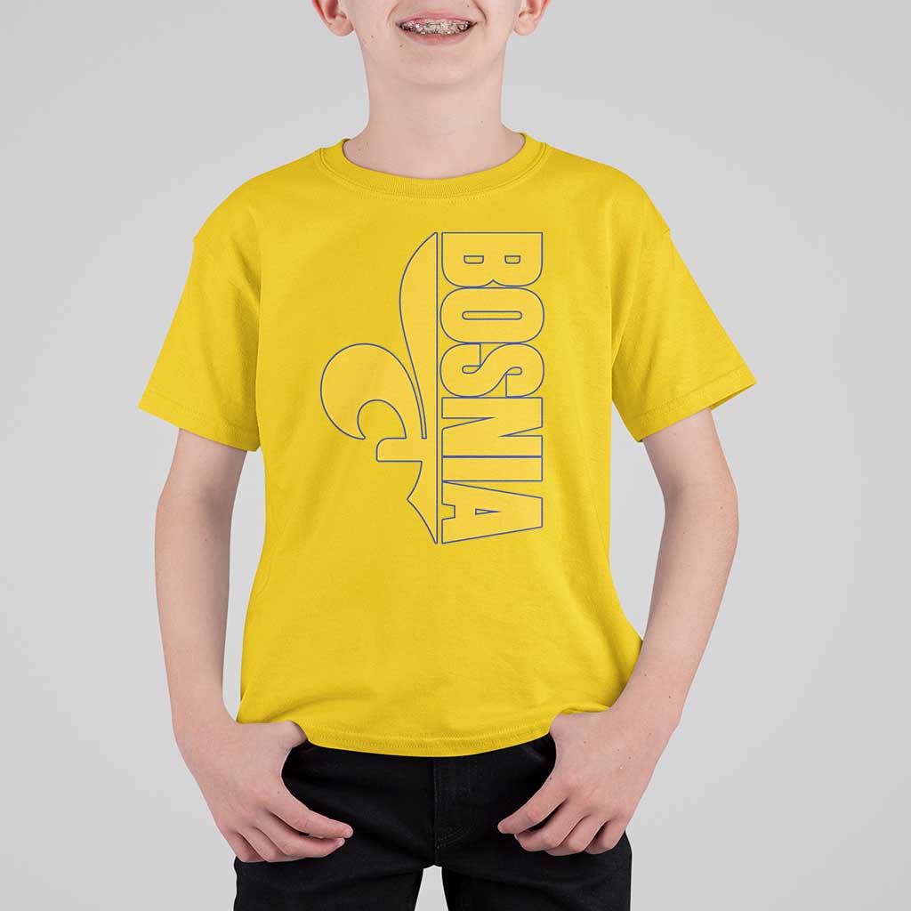 Bosnian Fleur De Lis Flag T Shirt For Kid Proud Bosnia Heritage Gift