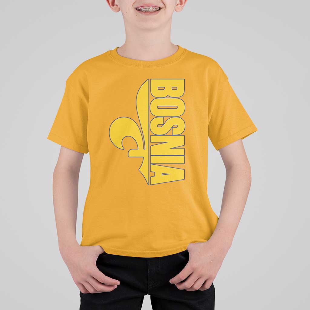 Bosnian Fleur De Lis Flag T Shirt For Kid Proud Bosnia Heritage Gift