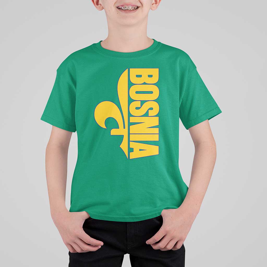 Bosnian Fleur De Lis Flag T Shirt For Kid Proud Bosnia Heritage Gift