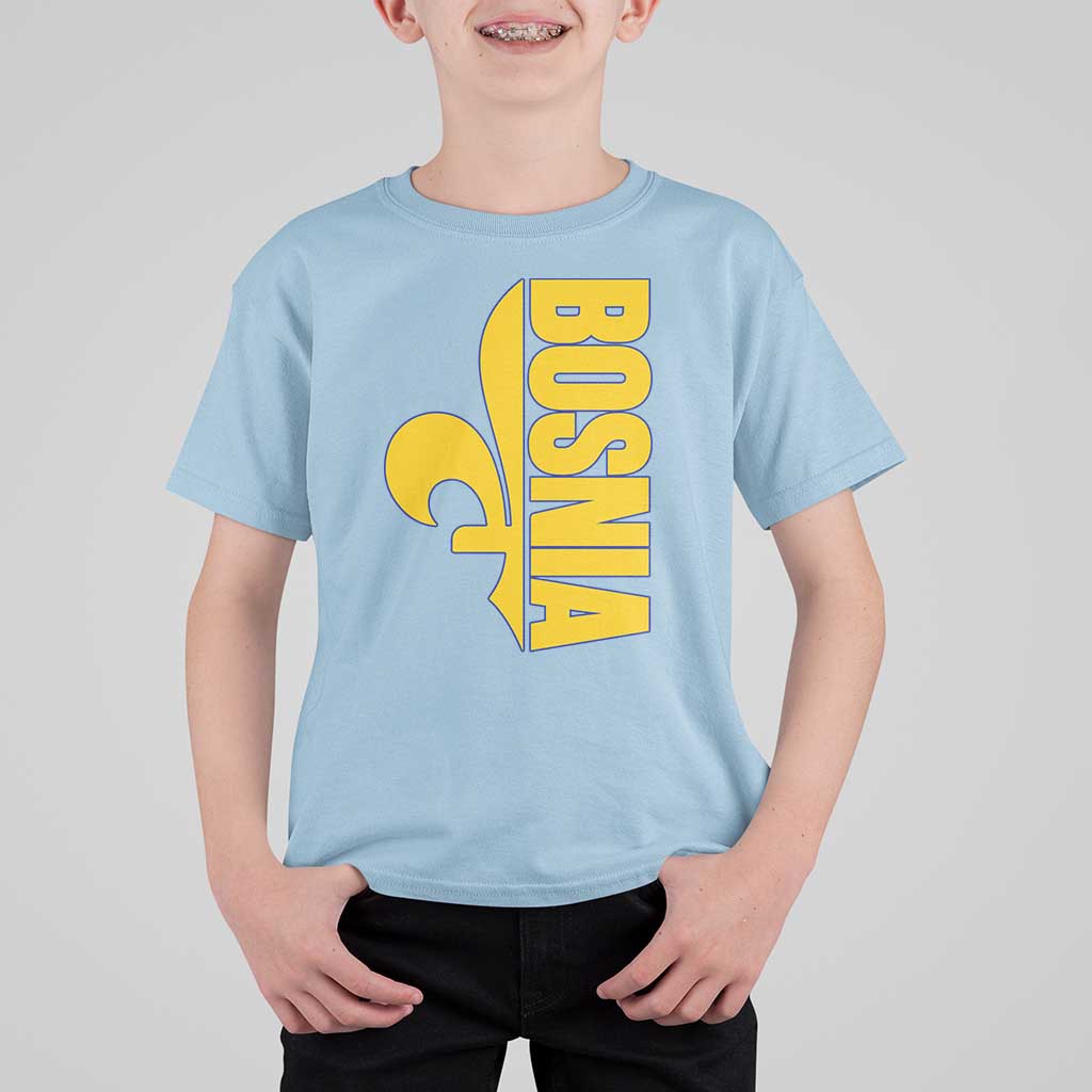 Bosnian Fleur De Lis Flag T Shirt For Kid Proud Bosnia Heritage Gift