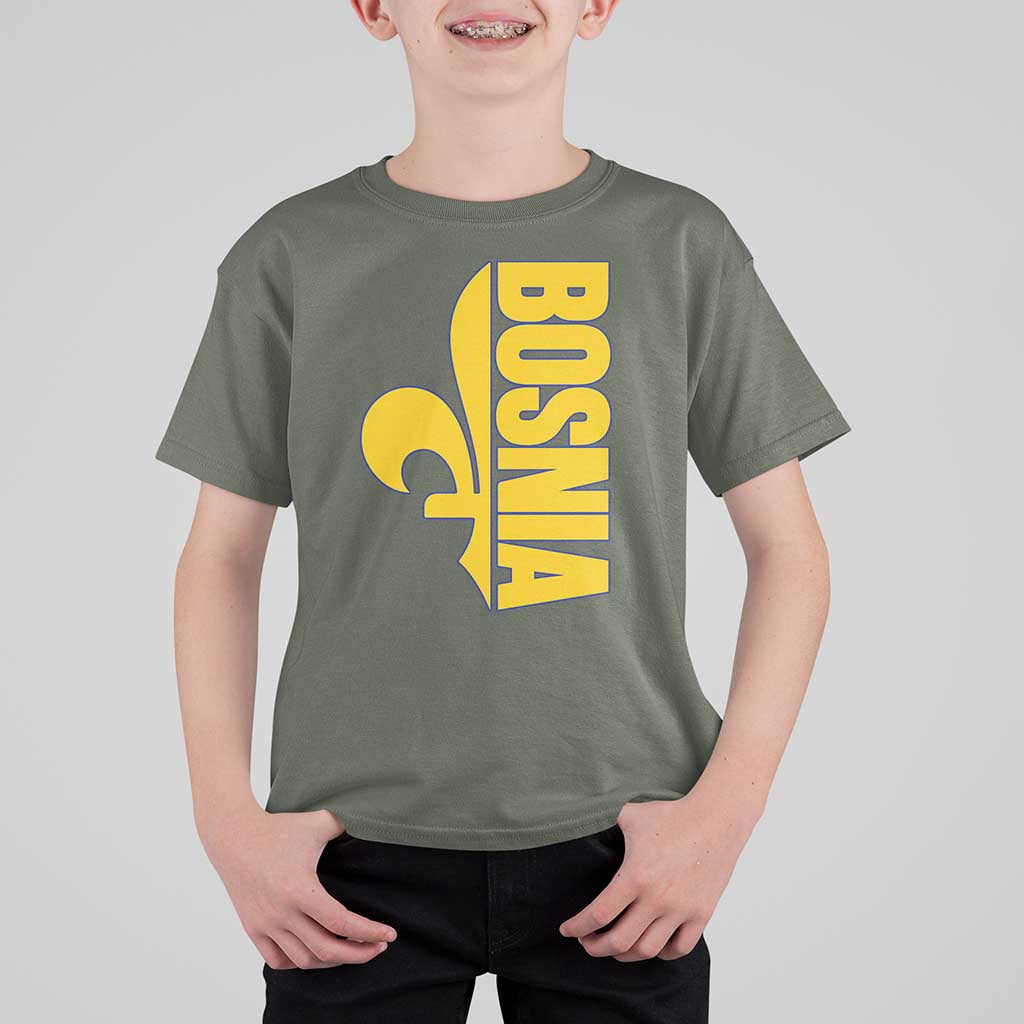 Bosnian Fleur De Lis Flag T Shirt For Kid Proud Bosnia Heritage Gift
